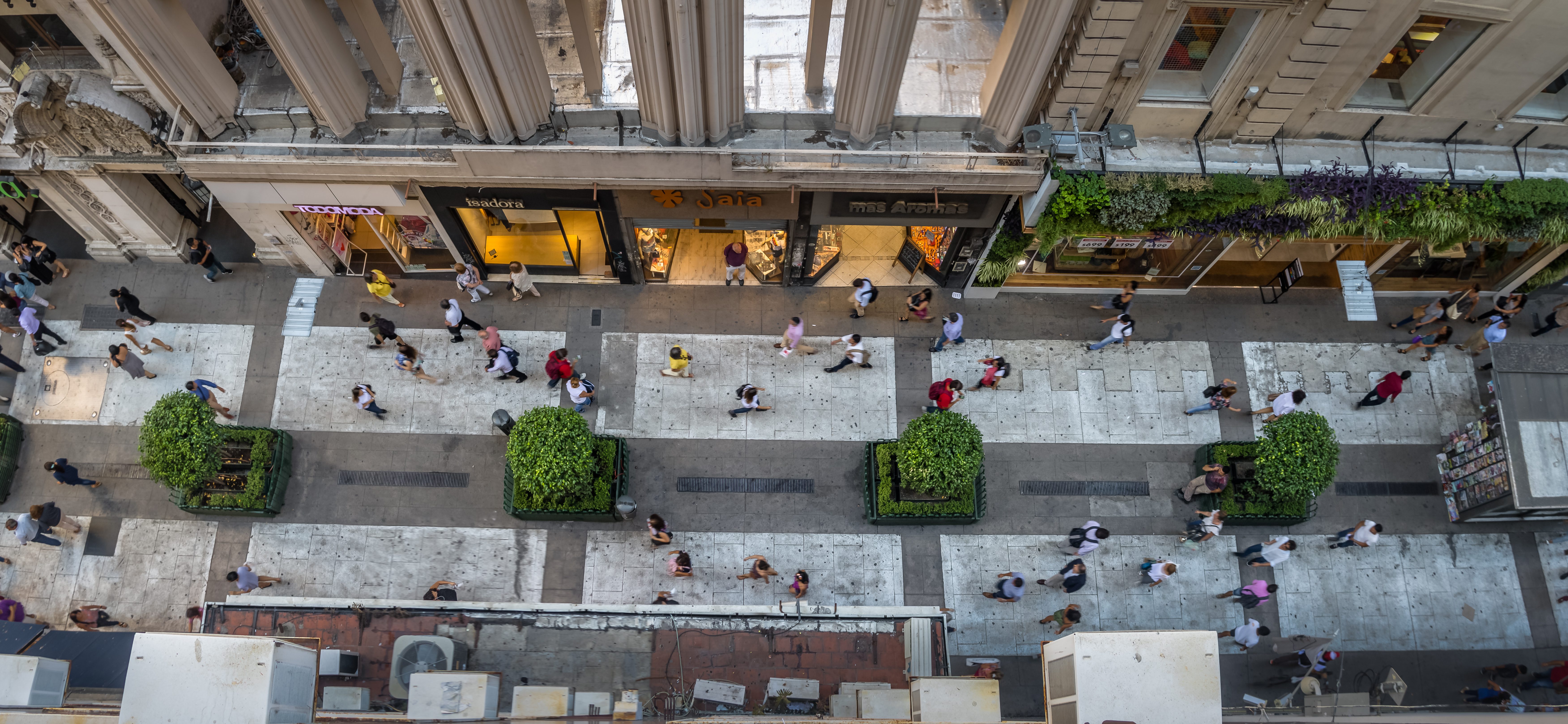Aerial view of Calle Florida (Florida Street) – Buenos Aires, Ar